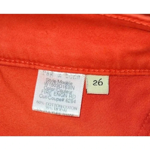 Rag & Bone Women's Skinny Jean Leggings Size 26 Fire Engine Red Stretch Pockets - Picture 5 of 5